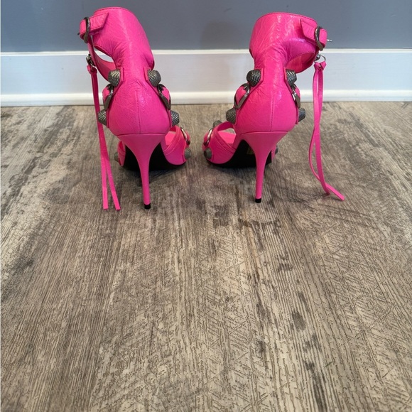 Balenciaga Cagole Pink Strappy Leather Heels NEW - Picture 6 of 13